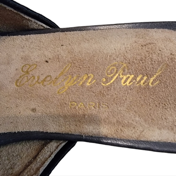 Evelyn Paul Grey Pinstripe Wool Mules Handcrafted - Picture 2 of 4